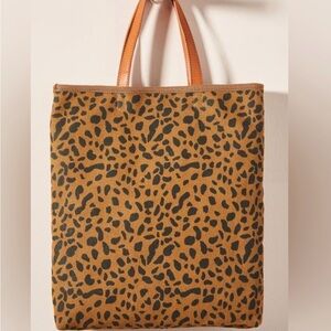 Anthropologie Alena Leopard Print Tote with Brown Handles